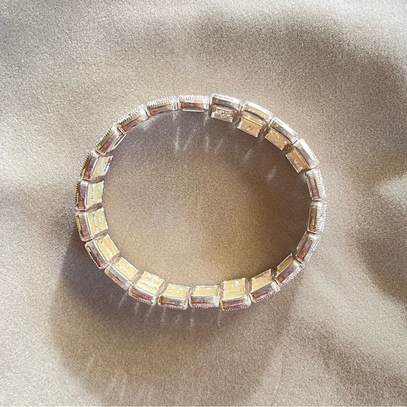 Handmade Elastic Bling Crystal Rhinestone Silver Bracelet Bangle - Picture 2 of 3